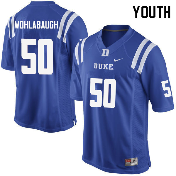 Youth #50 Jack Wohlabaugh Duke Blue Devils College Football Jerseys Sale-Blue
